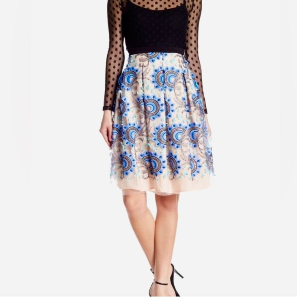 Anthro Eva Franco Solstice Embroidered Butterfly Embellished Tulle Skirt Size 6